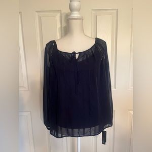 NWT Women’s Navy Blue sheer top. Size Small.